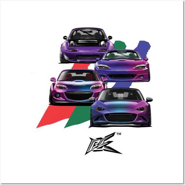 mazda miata mx5 generations violet Wall Art by naquash